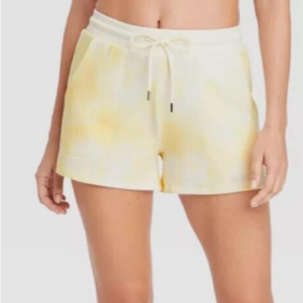 Stars Above Fleece Shorts Large Yellow High Waisted NWT